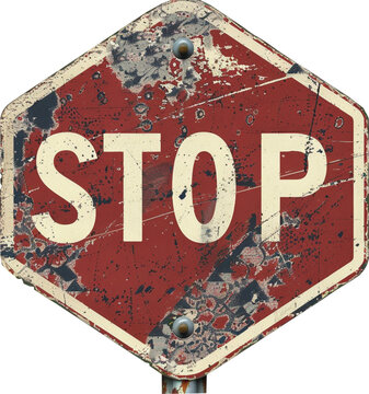 Rustic STOP Sign Vector Art &ndash; Vintage Road Sign Illustration with Distressed Texture