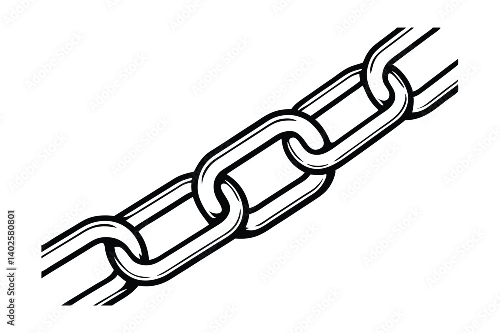 Poster graphic illustration of interlocking chain links symbolizing strength unity connection and security 