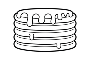 Pancake Stack With Drizzled Syrup Outline Illustration Ideal For Coloring Books And Educational Resources Simple And Clean