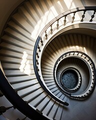 Fototapeta premium Elegant Spiral Staircase in Classic Building Interior