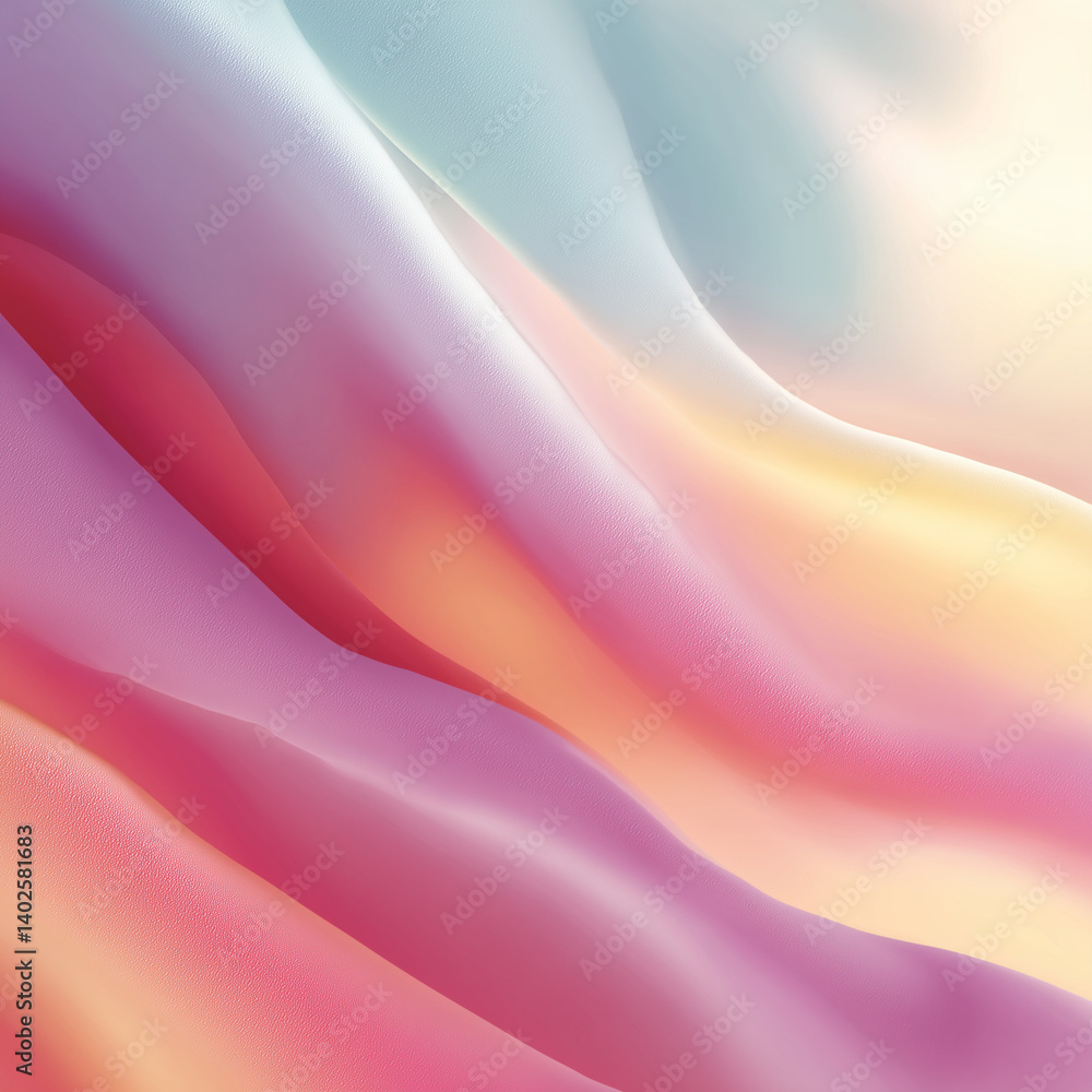 Poster soft abstract background featuring flowing layers of pastel colors and smooth gradients, calming atm