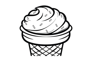 Black And White Ice Cream Cone Vector Illustration With Sprinkles For Coloring Books And Graphic Designs