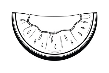 Monochrome Watermelon Slice Illustration Fresh Summer Fruit Black And White Design Line Art Vector For Food Themed Projects