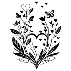 Botanical Love Silhouette with Floral Accents