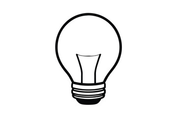 Obraz premium Isolated Light Bulb Illustration With Black Outline On White Background For Creative Design And Educational Projects
