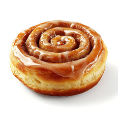 Fototapeta premium A freshly baked cinnamon roll with a golden brown crust, soft, buttery interior
