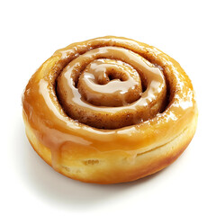 Fototapeta premium A freshly baked cinnamon roll with a golden brown dough, warm cinnamon filling, and a smooth glaze