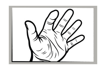 Open Hand Gesture In Black And White Artistic Illustration Style Hand Drawn Outline Concept Illustration For Design Elements
