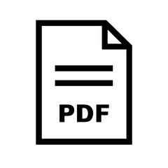 Outline PDF file icon in vector format, optimized for print and responsive web design.