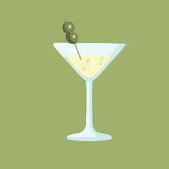 Classic Martini Cocktail with Olives