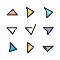 Colorful triangles point direction in minimalist display graphic