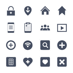 Collection of Essential Interface Icons in Flat Design