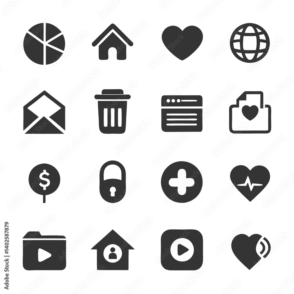 Poster web and mobile application icons - vector icon set