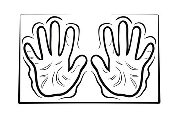 Black And White Hand Prints Isolated Design For Creative Projects Hand Drawn Artistic Illustration