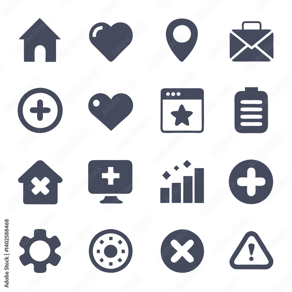 Poster collection of essential user interface and web icons