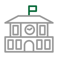 School Vector Line Dark Green Grey Icon Design