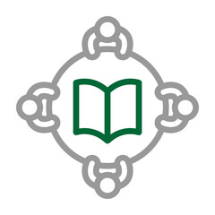 Group Study Vector Line Dark Green Grey Icon Design