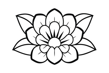 Graphic Floral Illustration With Detailed Petals And Leaves In Elegant Black And White Design