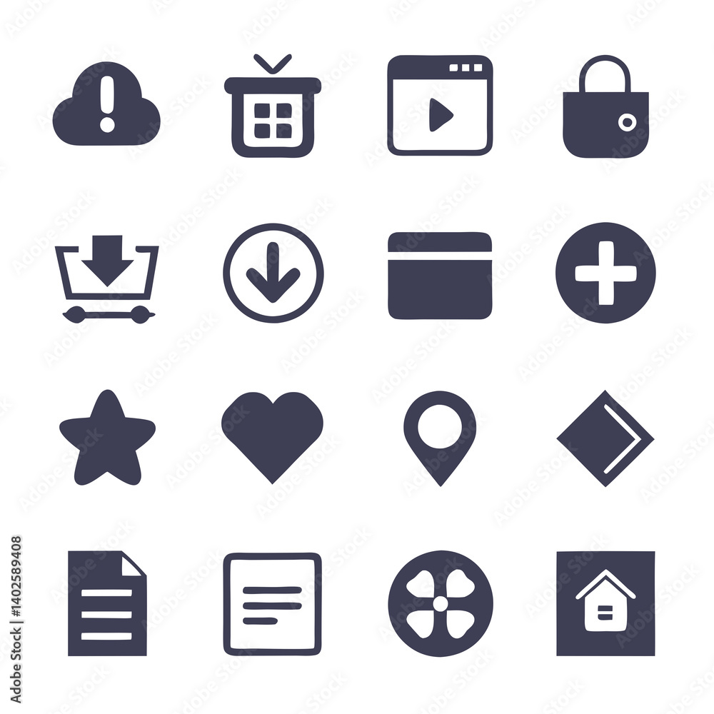 Poster vector icon set for user interface and navigation