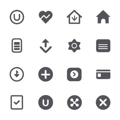 Hand-Drawn Vector UI Icon Set in Gray Tones