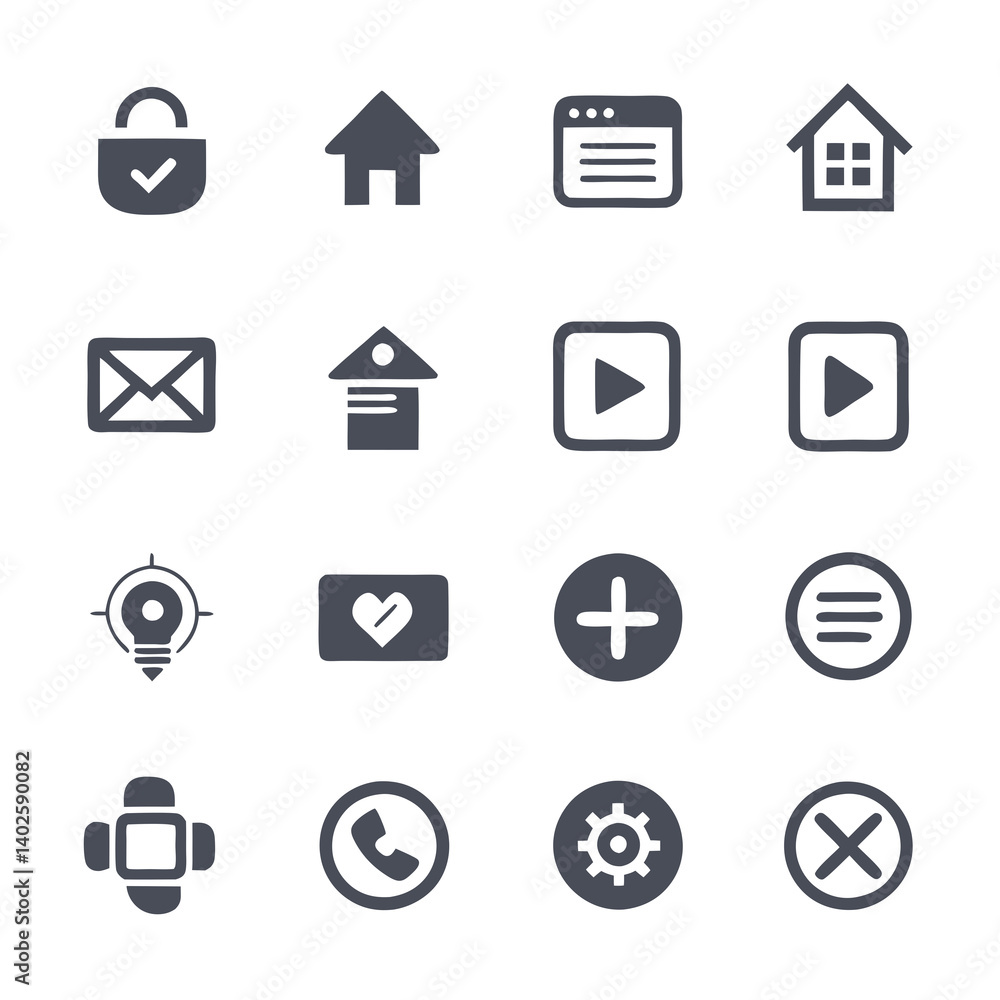 Poster clean minimalist icon set for web and app
