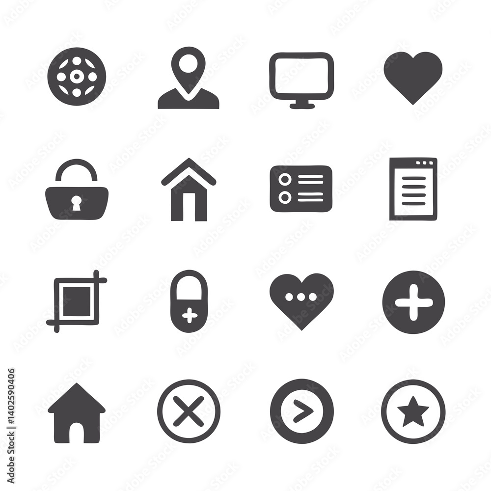 Poster set of vector icons for user interface design