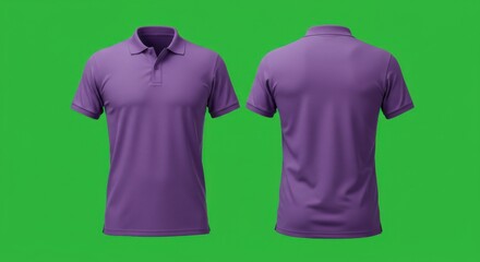 Purple polo shirt front and back views apparel product mockup