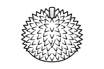 Durian Fruit Illustration In Black And White Simple Outline Drawing Asian Tropical Fruit With Sharp Spikes