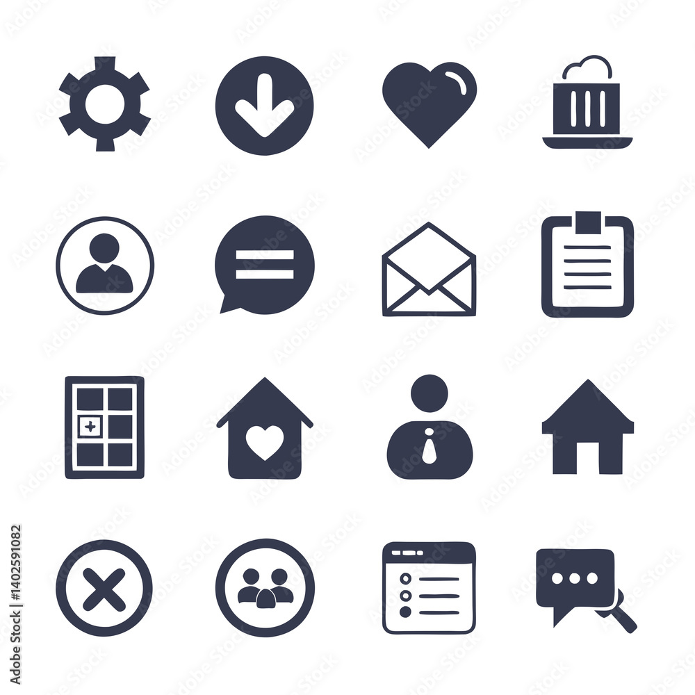 Poster collection of useful web and mobile app interface icons