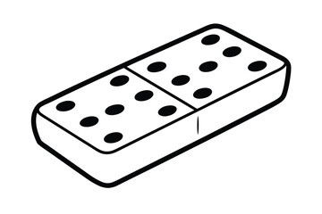Domino Tile With Eleven Pips Black And White Outline Illustration For Board Games And Educational Materials Minimalist Style