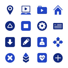Blue Icon Collection: Website, User Interface, and Navigation