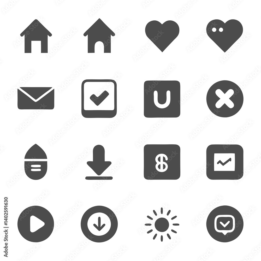 Poster collection of basic ui vector icons for design