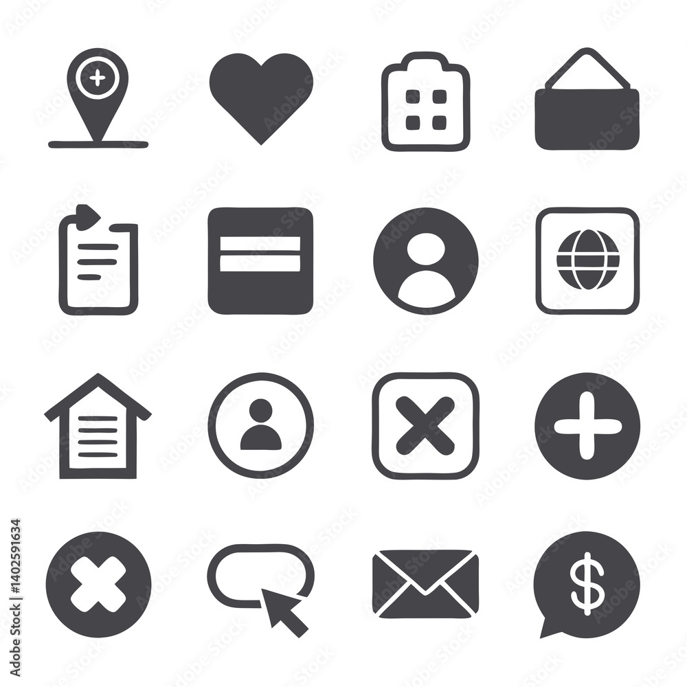 Poster basic ui icon set for web and app