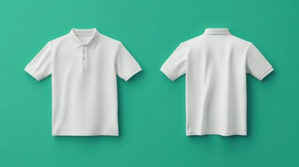 Fototapeta premium White polo shirt front and back view blank template design