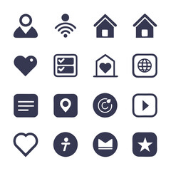 Assorted Social Media Icons Set in Dark Blue