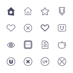 Purple Hand Drawn Icon Set, Vector Illustration