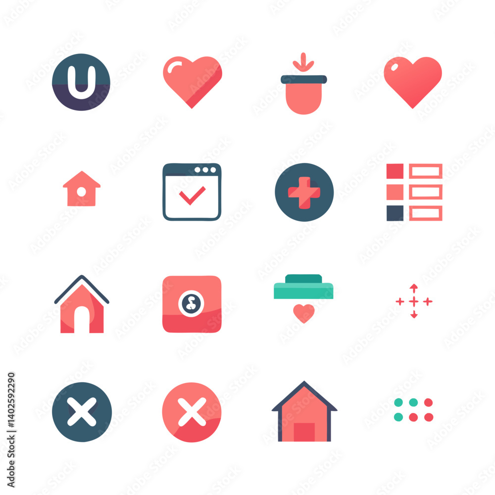 Poster flat design style set of ui/ux icons
