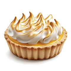 A freshly baked lemon meringue pie with a smooth lemon filling, golden meringue topping, and a crisp pastry crust