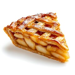 pancakes with jam and apple pie on white background