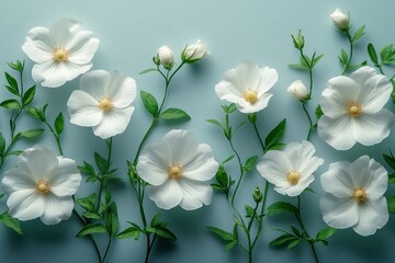 Organic Spa Background for Beauty and Relaxation with White Flowers and Green Leaves