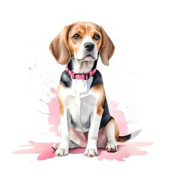 Watercolor Beagle Puppy Portrait
