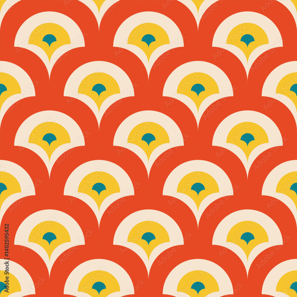 Poster abstract geometric pattern, seamless abstract circle pattern background with retro colors
