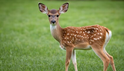Obraz premium Adorable Fawn in Green Meadow