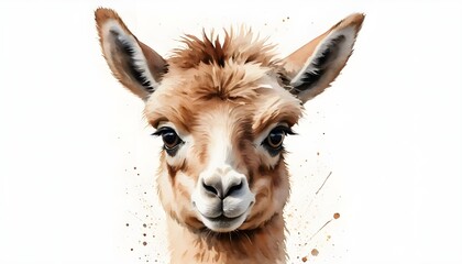 Fototapeta premium Watercolor Portrait of a Cute Alpaca