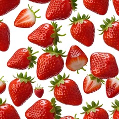Floating Strawberries on White Background