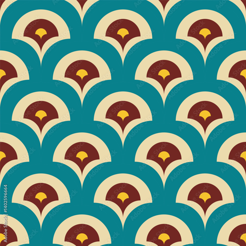 Poster abstract geometric pattern, seamless abstract circle pattern background with retro colors