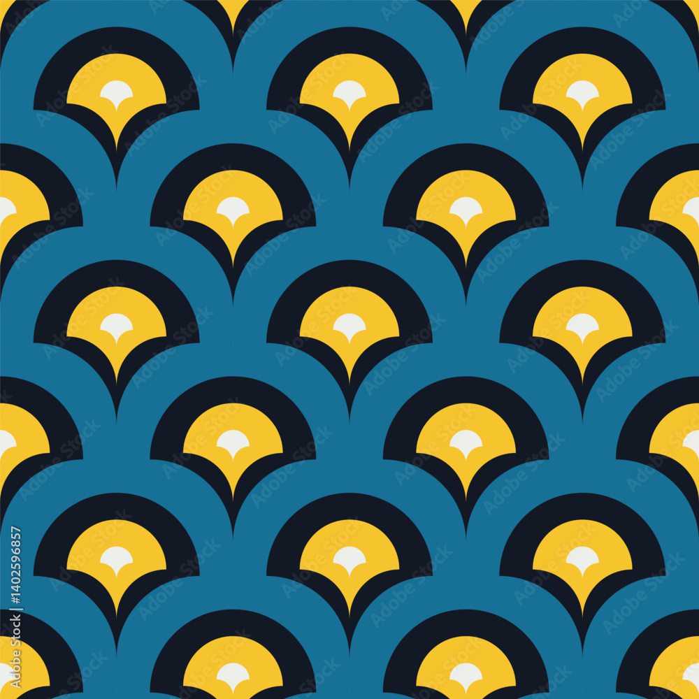 Poster abstract geometric pattern, seamless abstract circle pattern background with retro colors