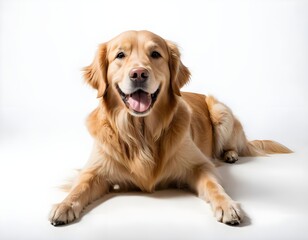 Happy Golden Retriever Dog Lying Down
