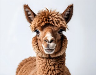 Obraz premium Portrait of a Cute Brown Alpaca