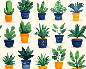 Obraz premium Plants in Pots - Illustration
